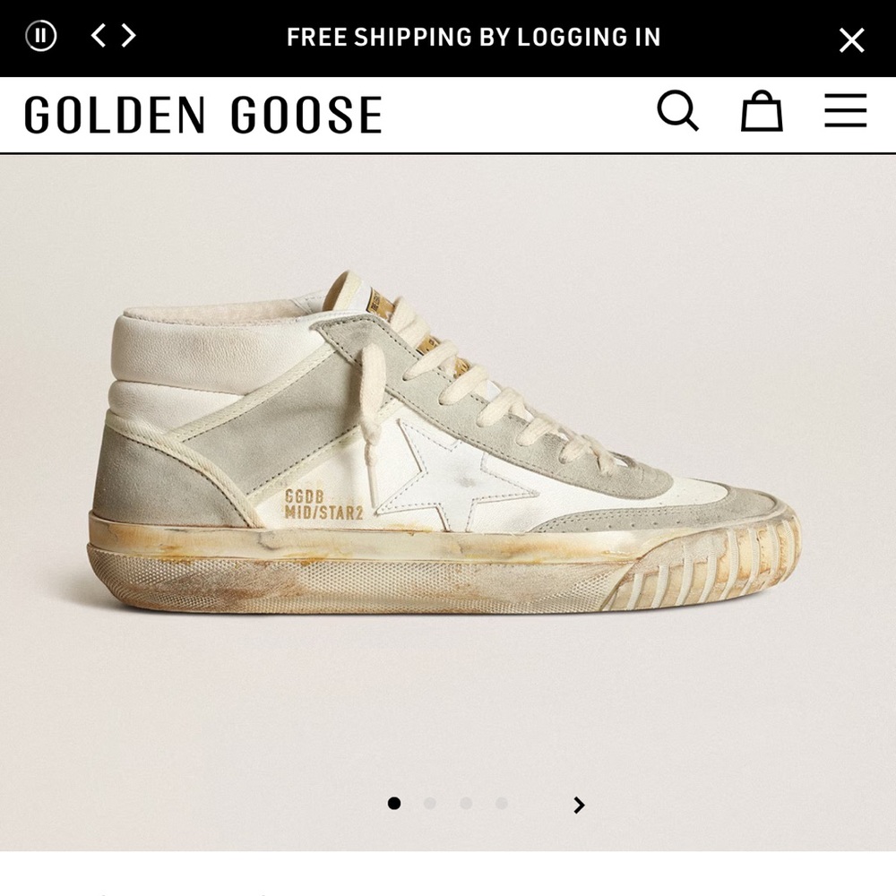 Golden Goose Mid Star Sneakers - Cream and Gray